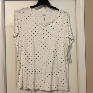Sport sleeve white polka dot shirt